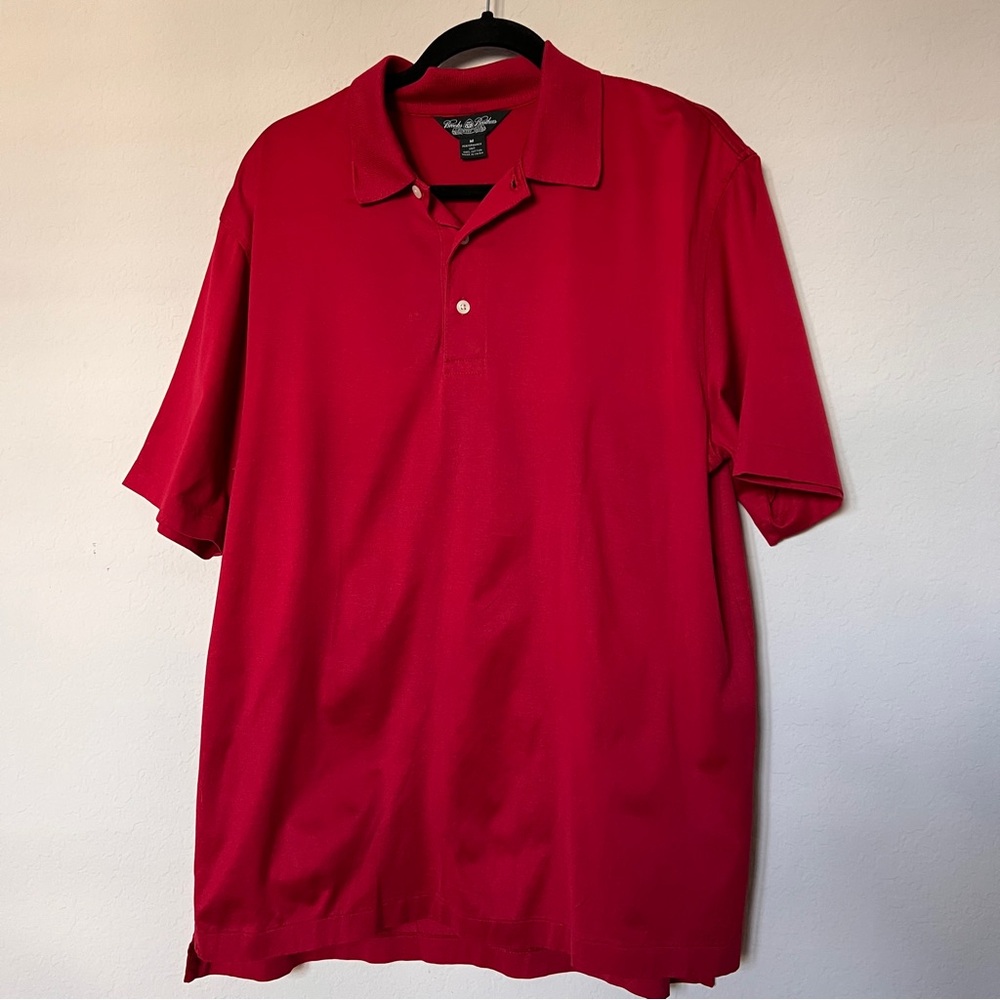 Brooks Brothers Country Club Polo Golf Shirt Medium Red Cotton Performance Wear
